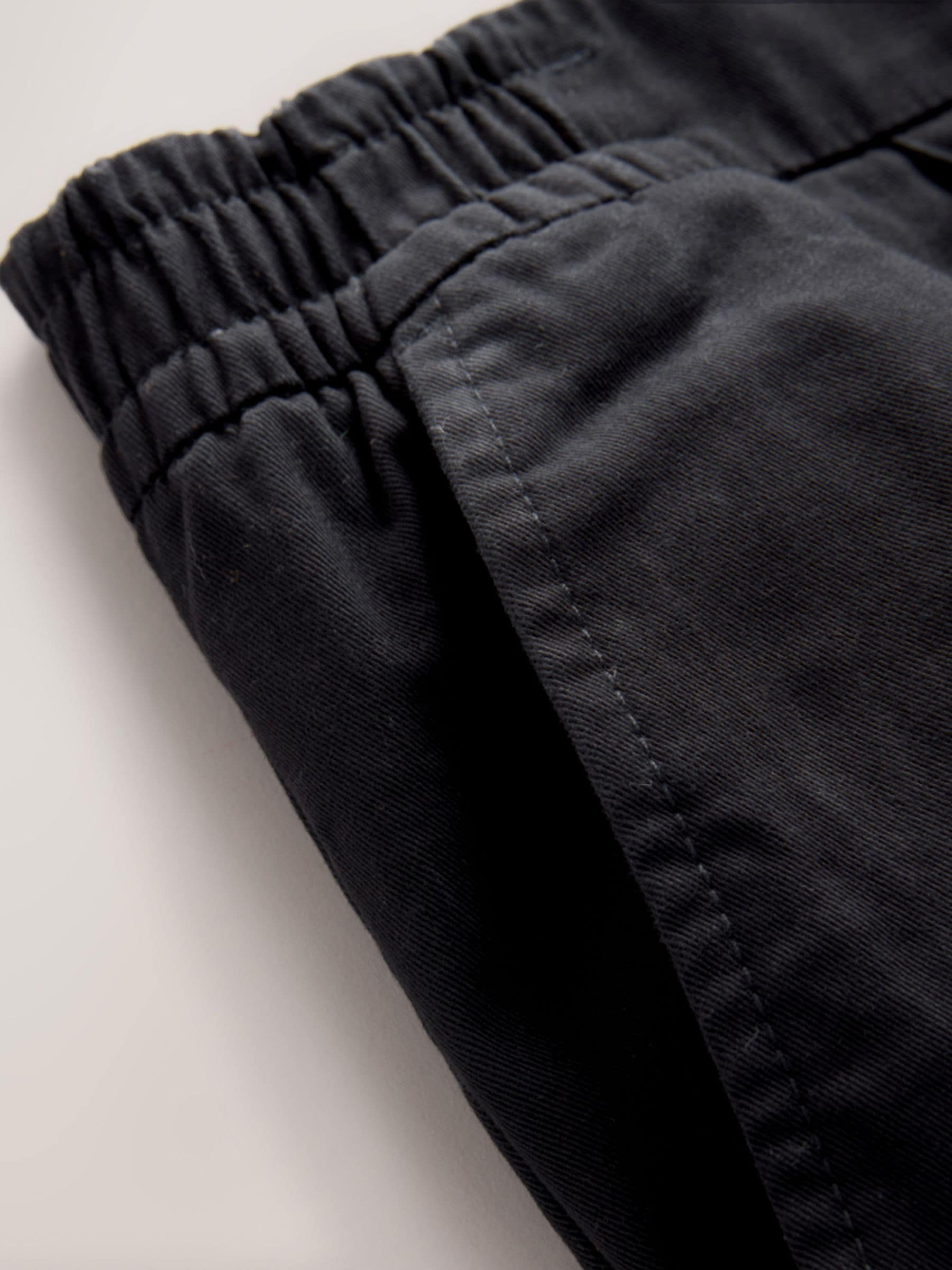 Zwart - Slim Fit - Pleated Stretch Chinos Trousers With Elasticated Waist