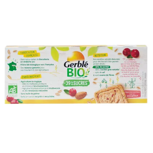 Gerblé Orgânico Sabor Cranberry e Amêndoa 132g