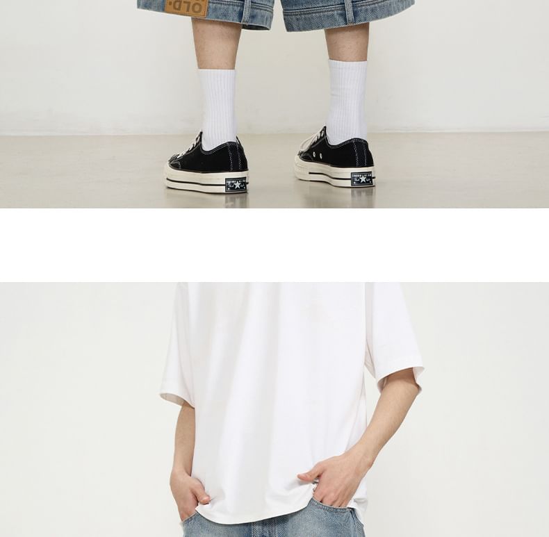 Cowpow - Denim shorts met applicatie en gemiddelde taille