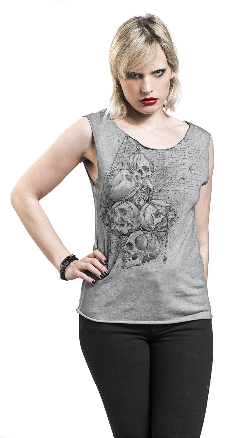 Haut Gris Avec Découpes & Imprimé | Black Premium by EMP Top