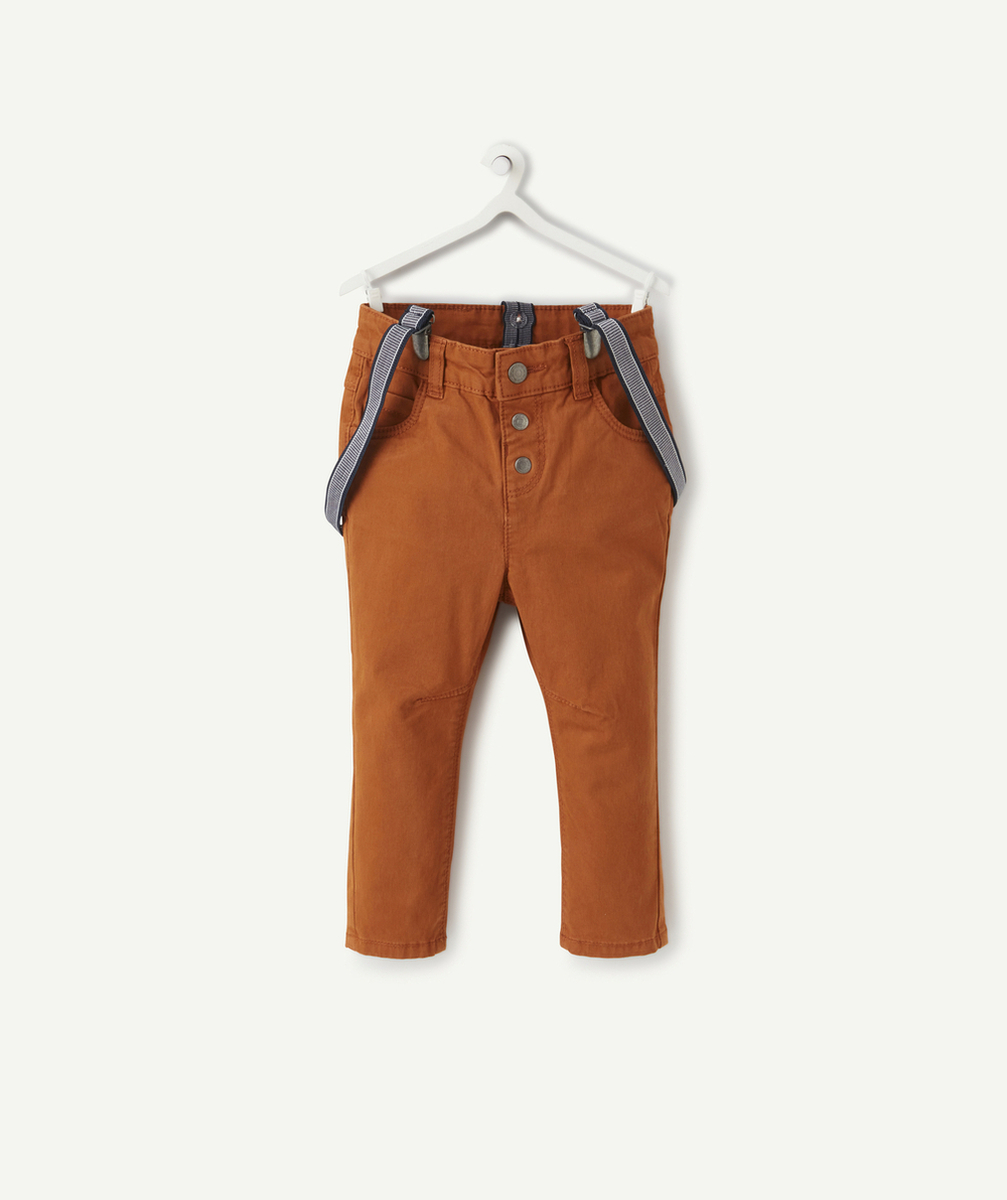 PANTALON EN DENIM MARRON AVEC BRETELLES BÉBÉ GARÇON