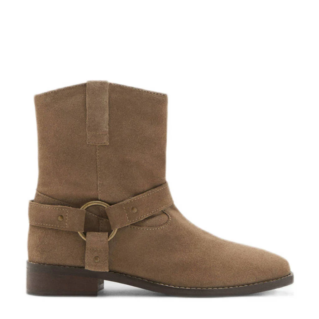MANGO TEEN suède bikerboots bruin