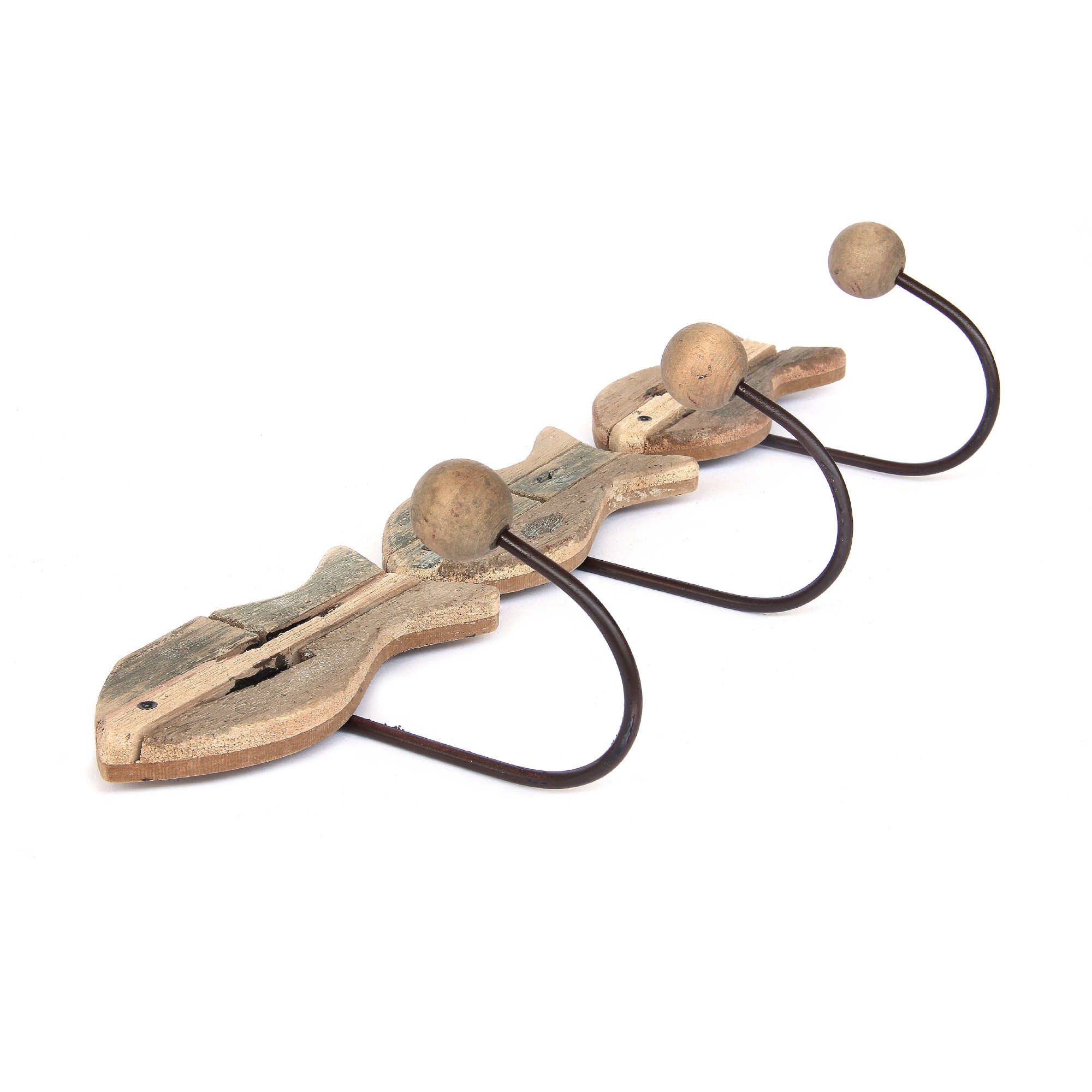 3er Hakenleiste 'Fische', natur, B 45 cm, H 17 cm, T 12 cm von fischer's lagerhaus