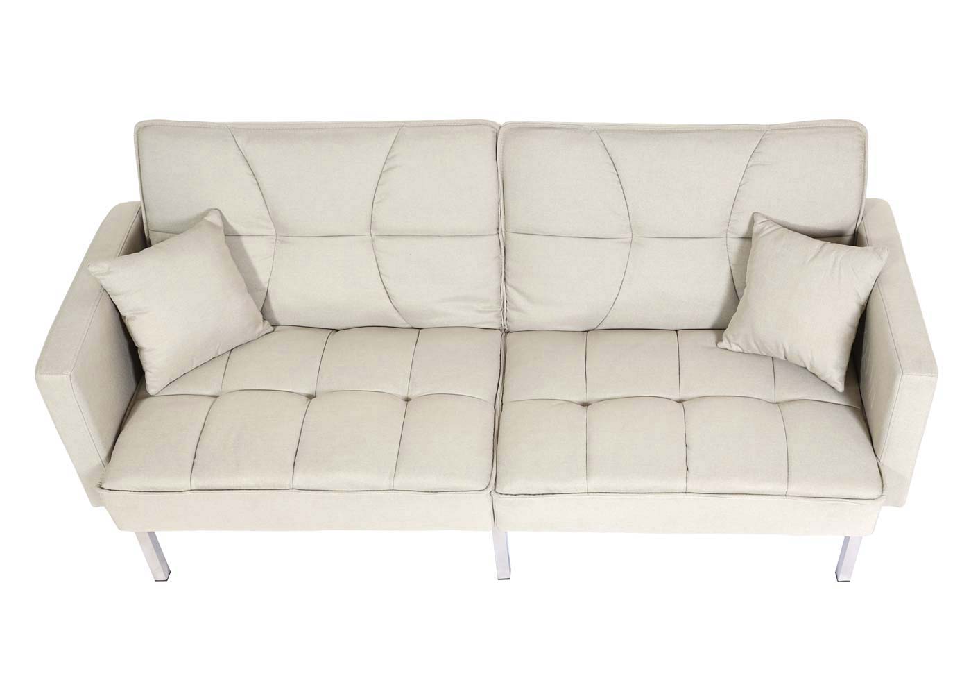 Schlafsofa MCW-K65, Schlafcouch Bettsofa Gästebett, Schlaffunktion Liegefläche 170x104 cm ~ Stoff/Textil creme-beige