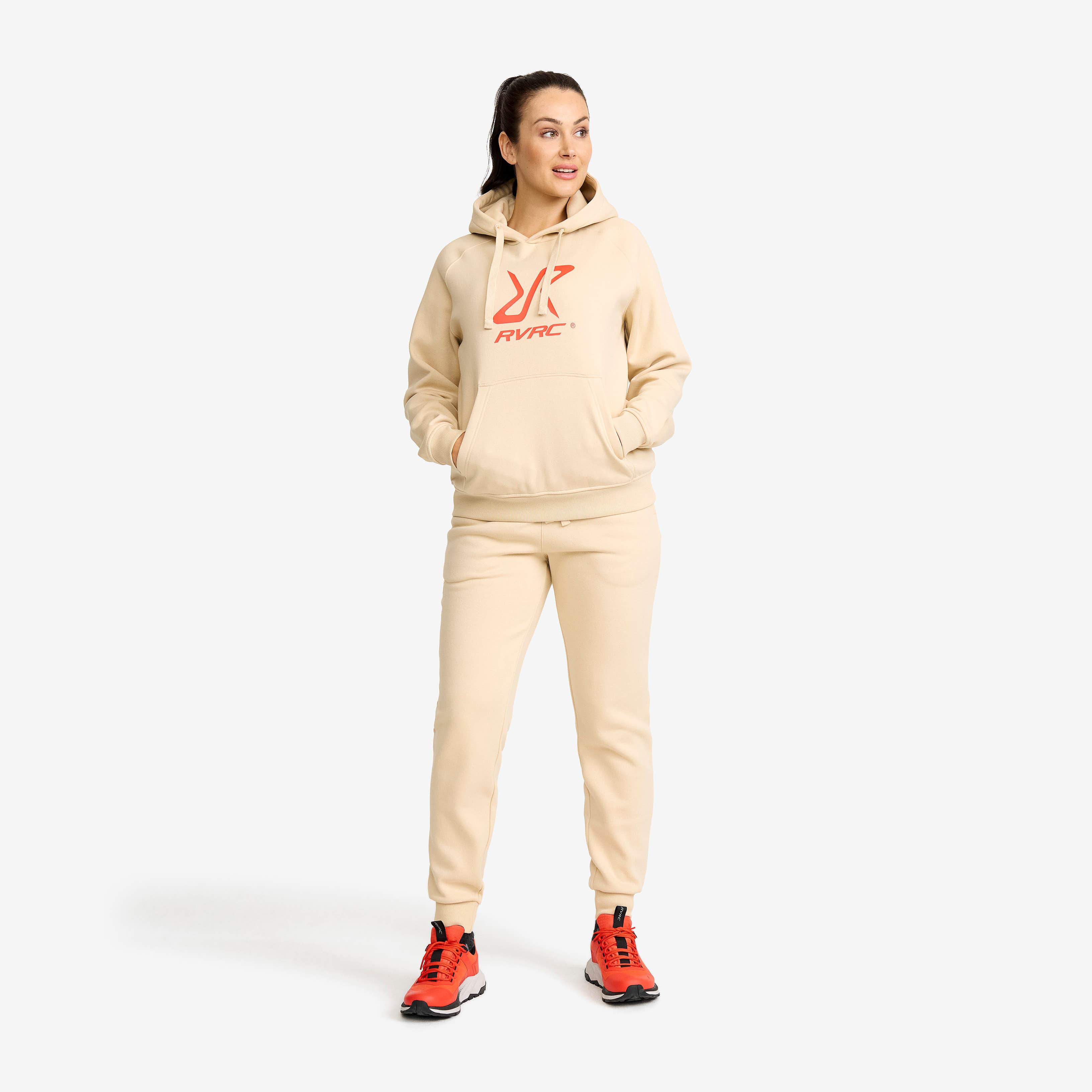 RVRC Hoodie Dame Oatmeal/Aurora Red