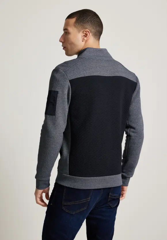Sweatshirtjacke mit Zipper - deep navy blue melange