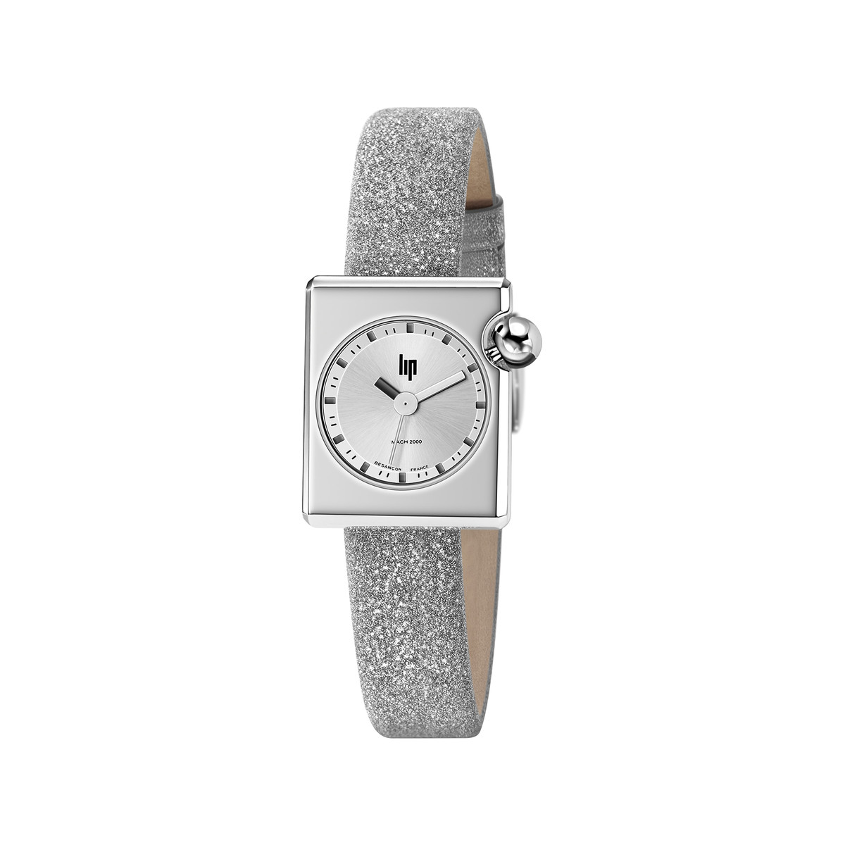 Montre LIP femme acier bracelet cuir gris