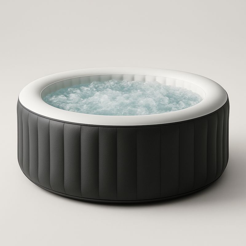 Aufblasbarer Whirlpool Rund Schwarz Weiß PVC 196x71cm