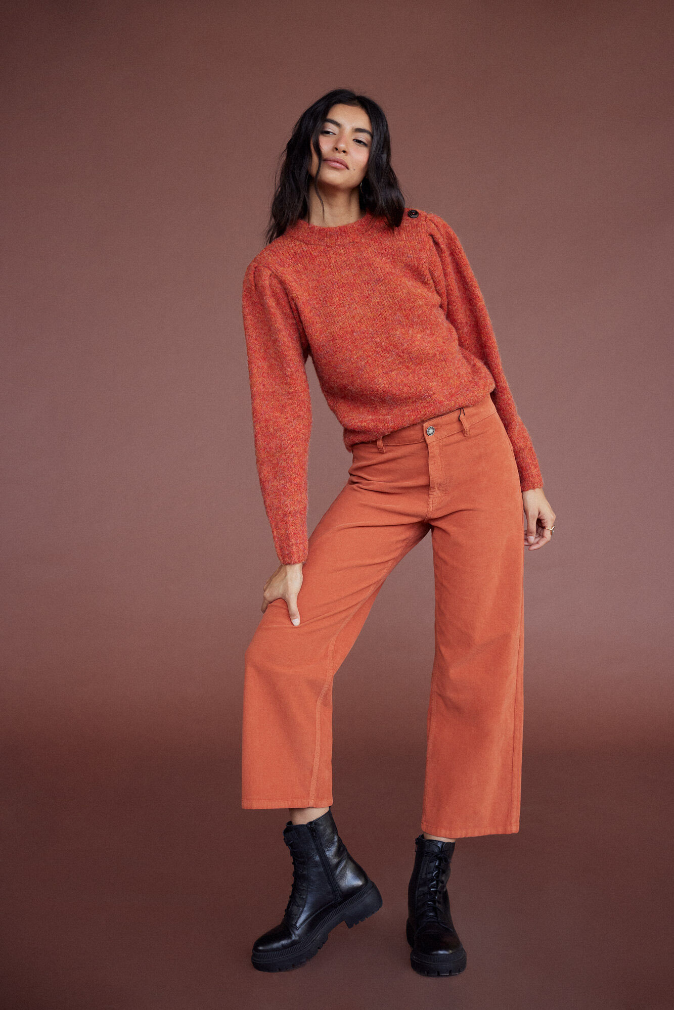Vaquero palazzo crop - Naranja