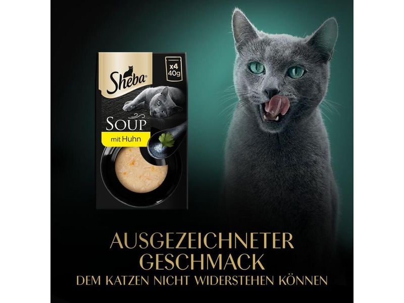 Sheba Nassfutter Classic Soup mit Hühnchenbrustfilet, 4 x 4 Alleinfuttermittel für ausgewachsene Katzen