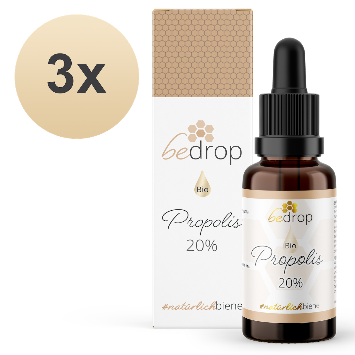 Vorteilsset: 3x Propolis Extrakt Tinktur mit Pipette 20% - 30ml im 3er Set