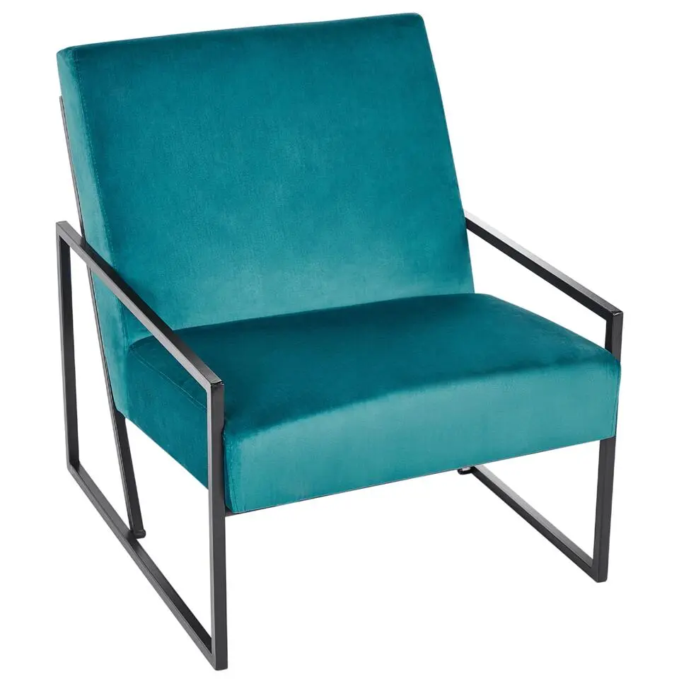 DELARY - Fauteuil - Blauwgroen - Fluweel