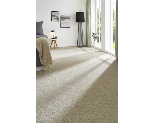 Velours tapijt Ines beige 400 cm breed (per meter verkocht)