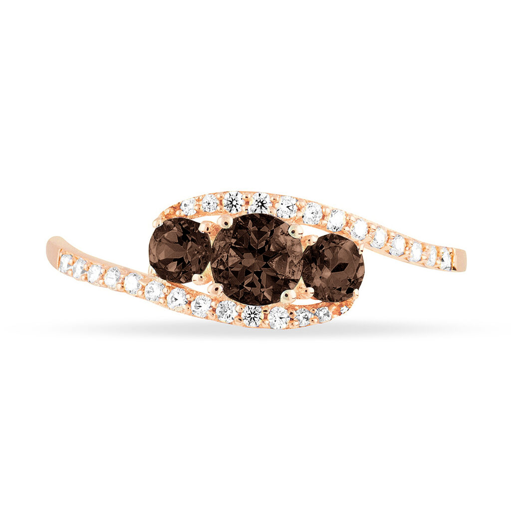 Bague Chloe Or Rose Quartz Et Oxyde De Zirconium