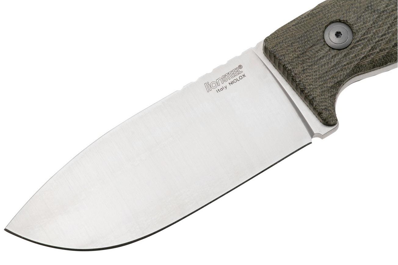 LionSteel M3 M3-CVG Green Canvas Micarta vaststaand mes
