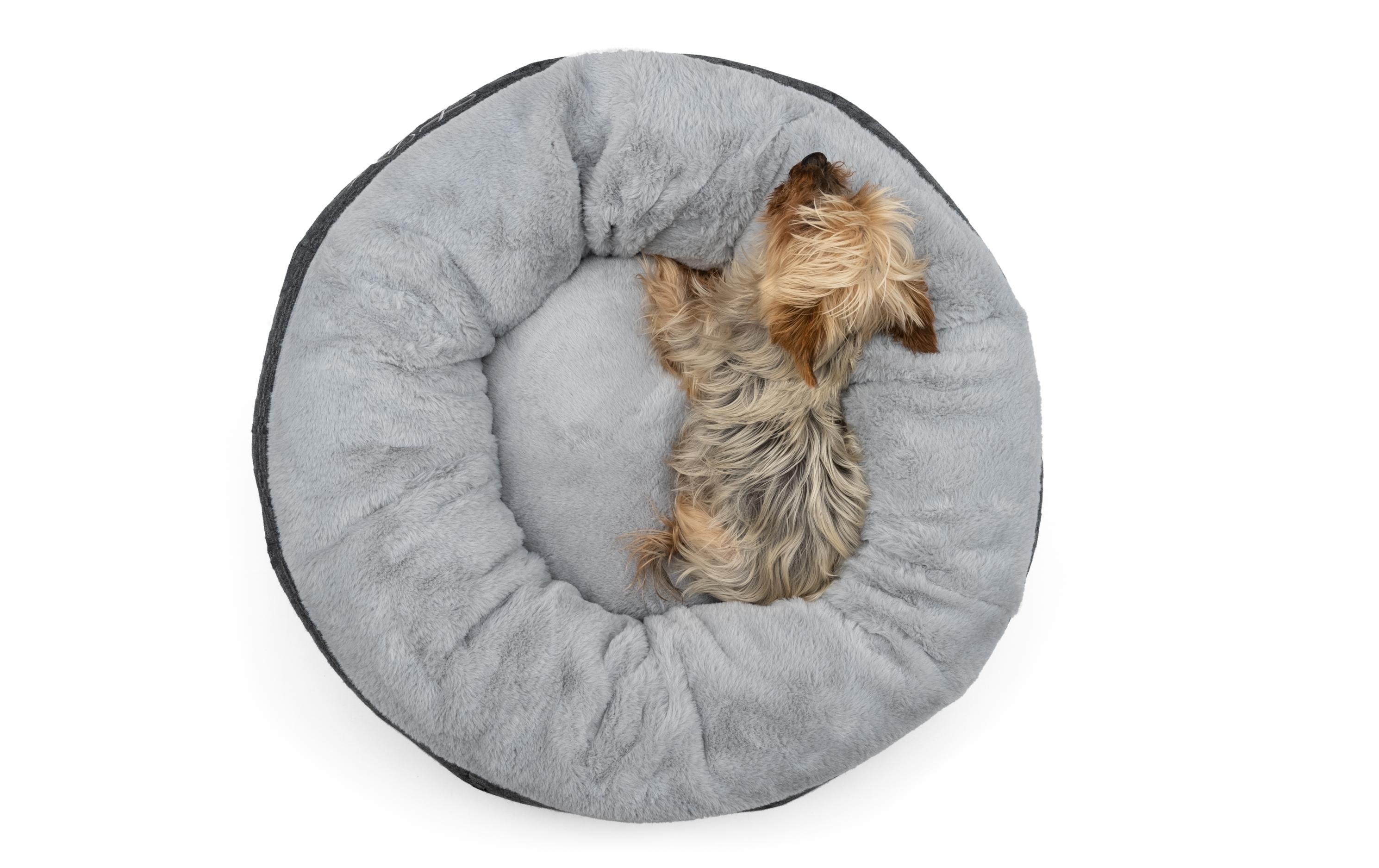 Hunde-Bett LunaBed, Grau, SRundes Bett für kleine Hunde und Katzen