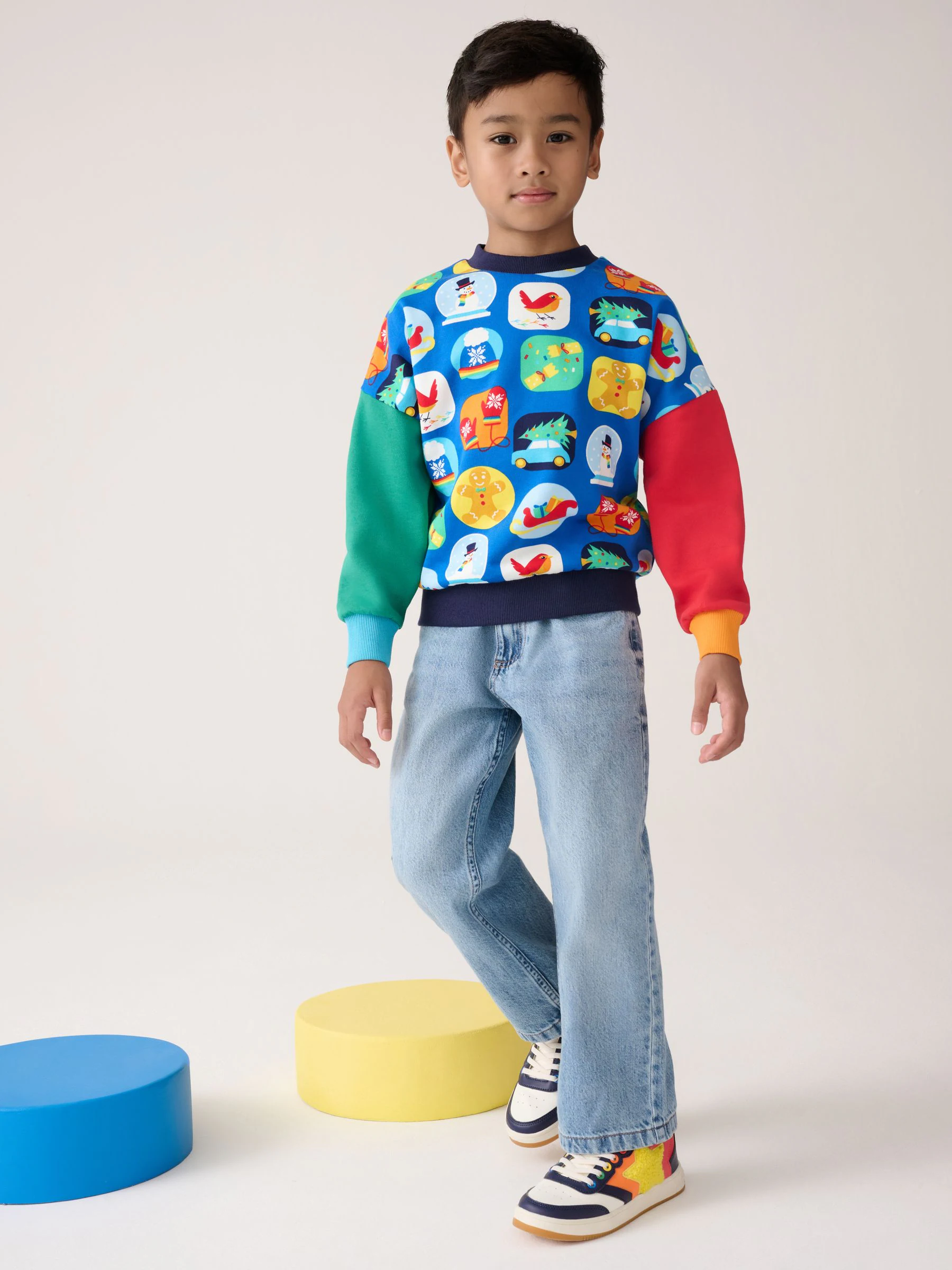 Little Bird by Jools Oliver Jersey Kerstmis Sweatshirt met sneeuwbolprint