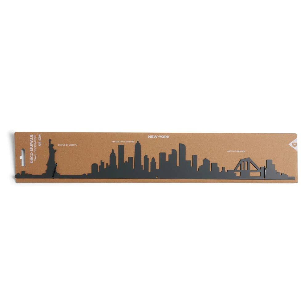 Décoration murale New York métal noir 55cm