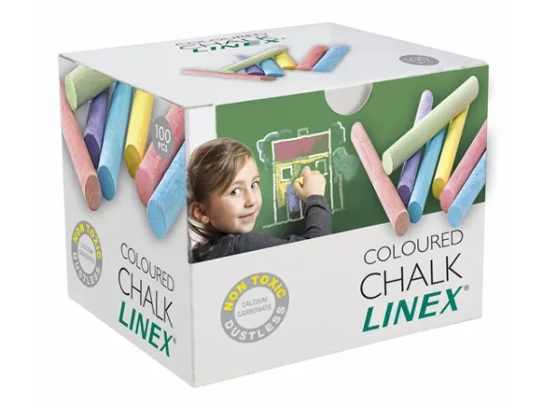 Tavlekridt Linex rund ass. farver - (100 stk.)