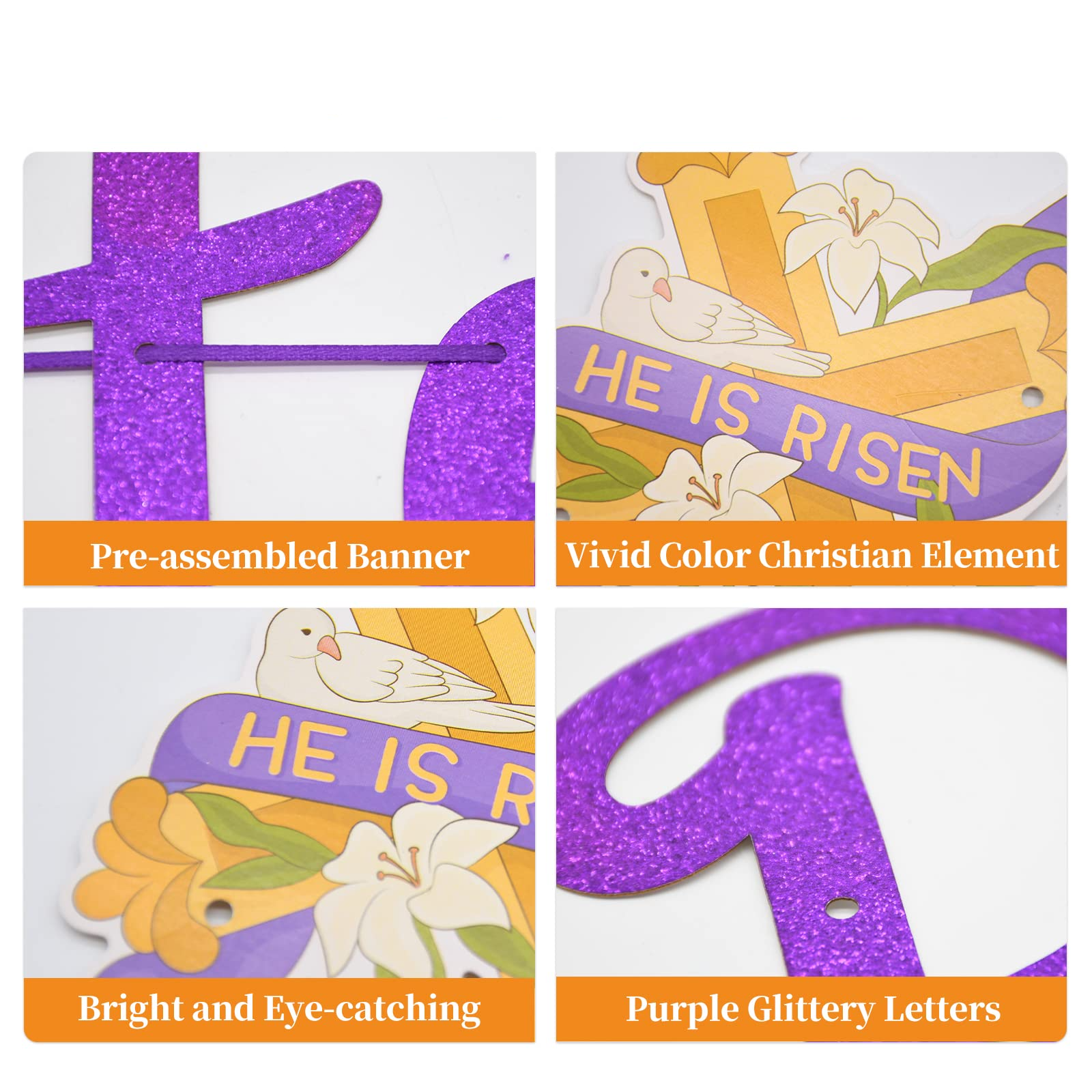 (2er Set) Papier Oster Girlande Party Dekoration Accessoire Banner - He Is Risen