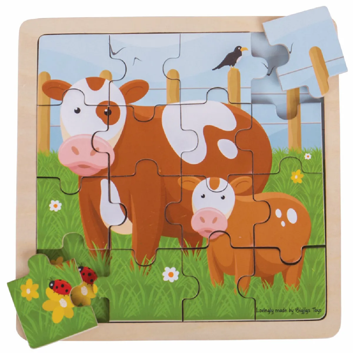 Bigjigs Toys Vache et Veau - Puzzle Bois