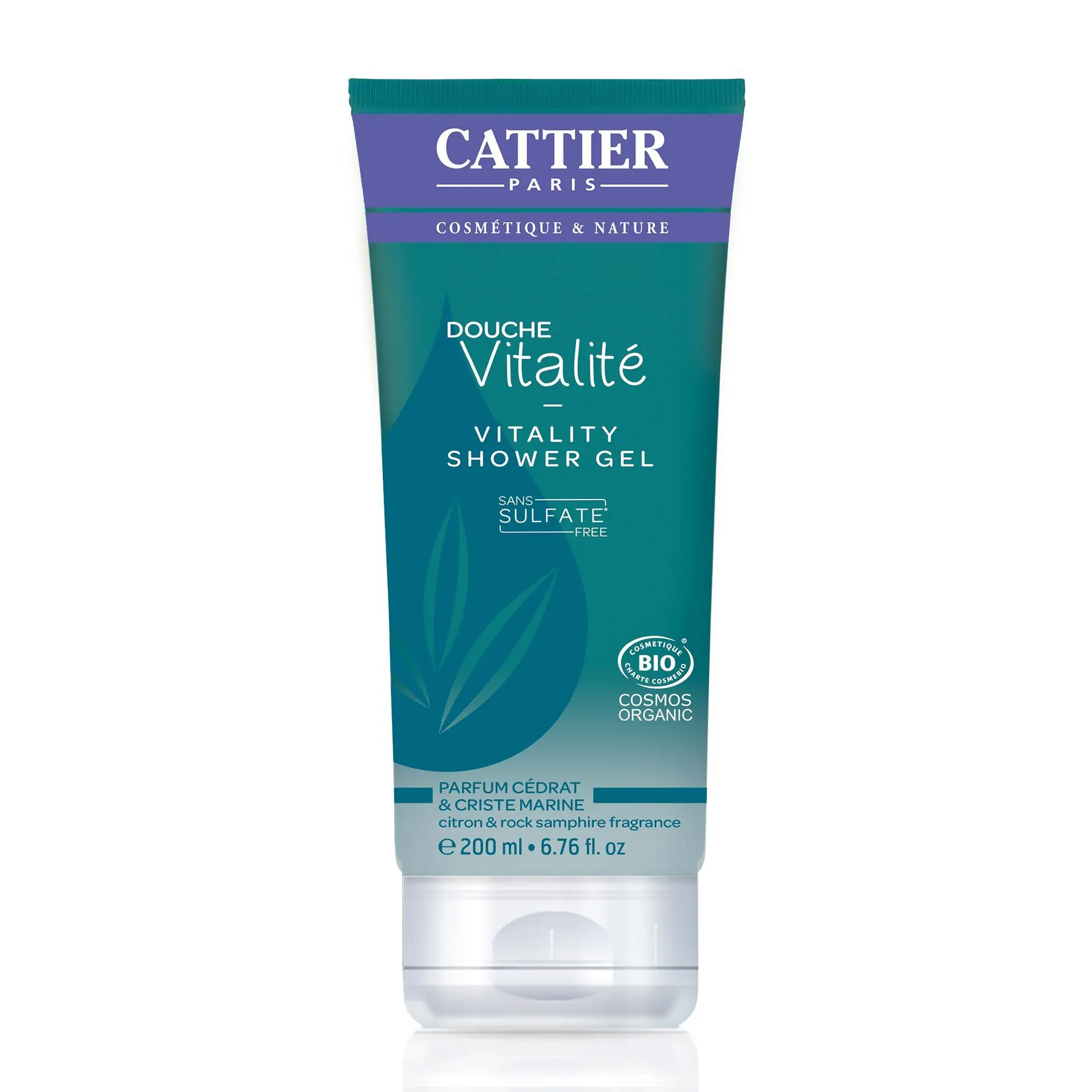 Cattier - Douche Vitalité (cédrat & criste marine) Gel Douche sans sulfates- Soin corps et bain