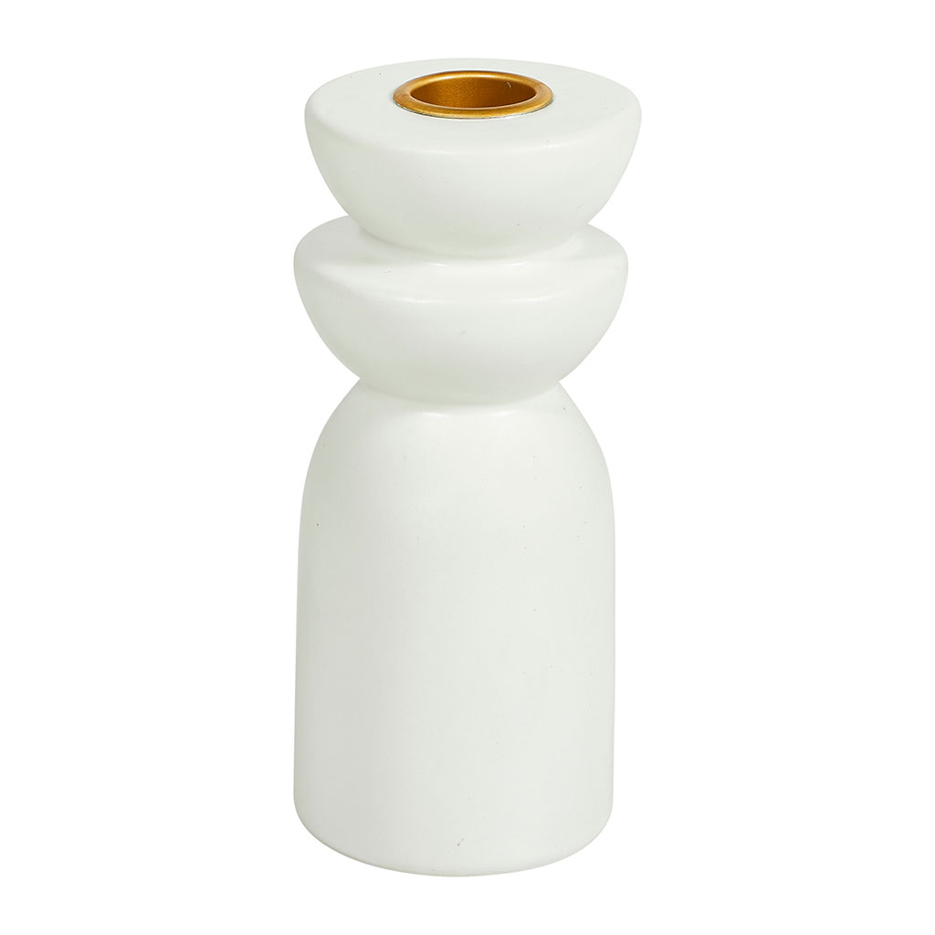 Bougeoir dolomite blanc H 14cm