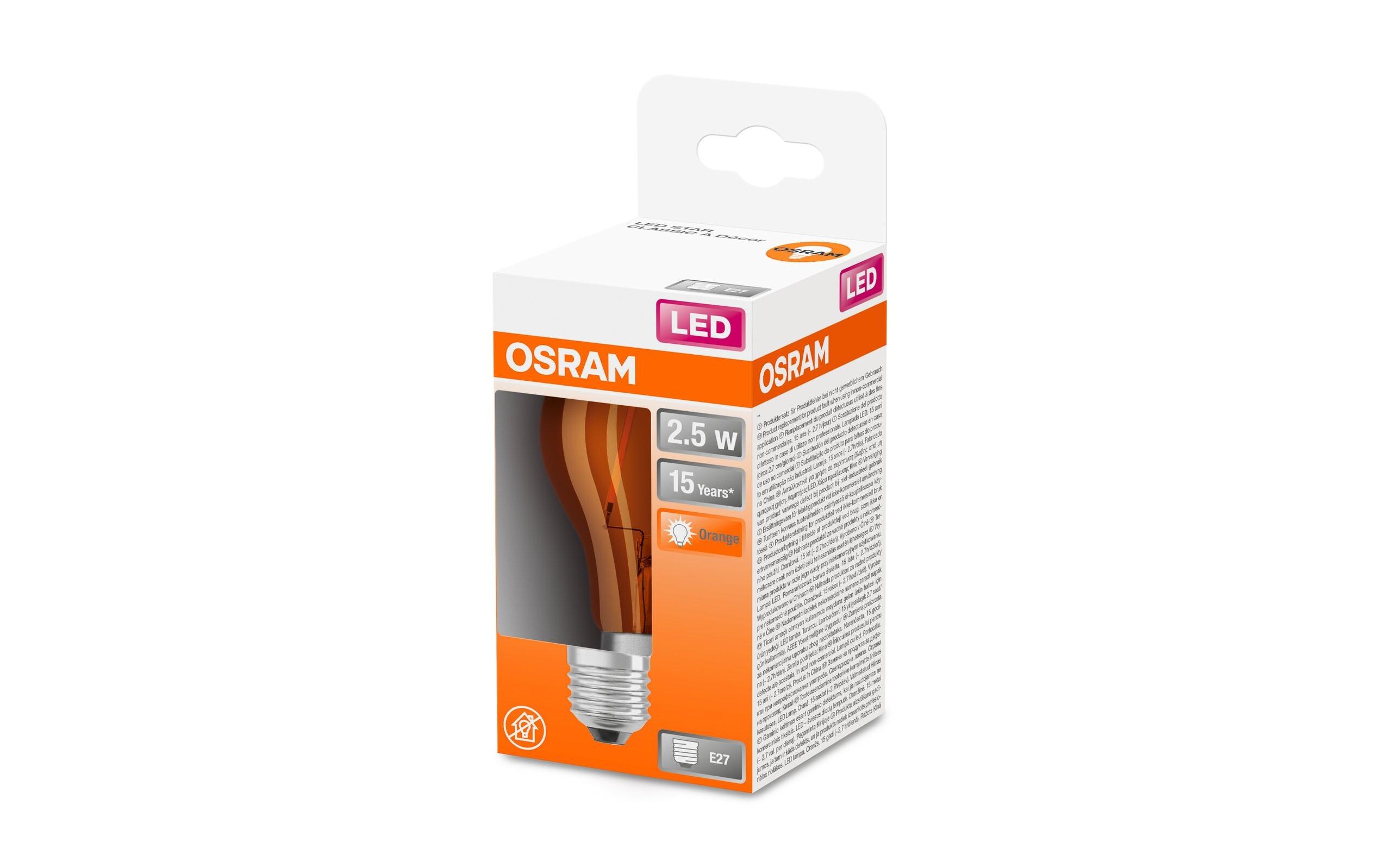 Lampe Star Décor Orange, 2.5W, E27 WarmweissFarbige LED-Lampe