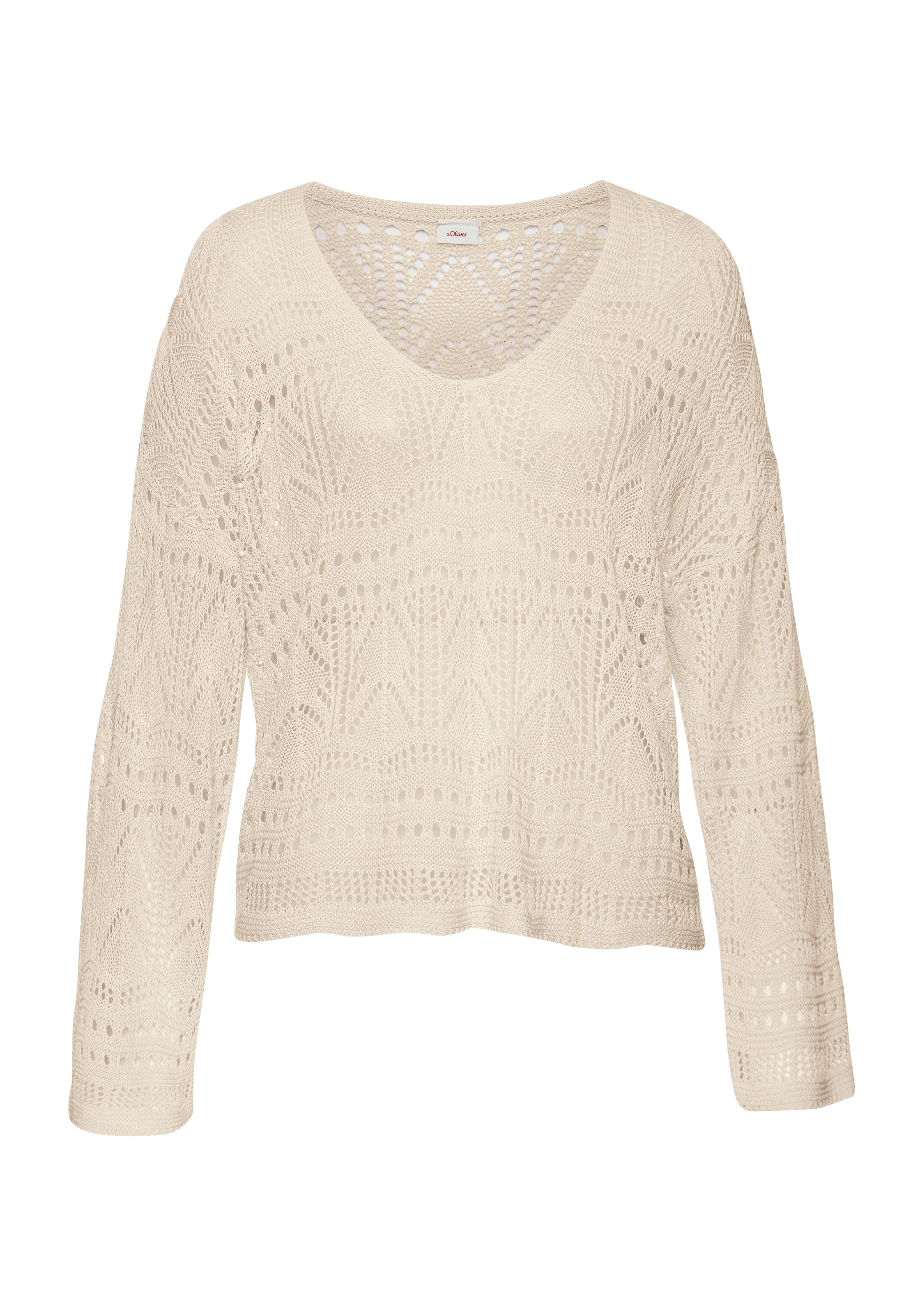 s.Oliver Strandpullover , mit semi-transparentem Ajourmuster, sommerlicher Strickpullover