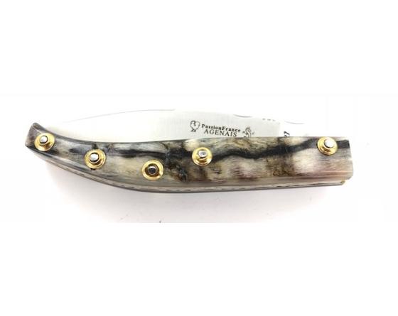 Agenais 12 cm - Bélier - Guilloché - rosettes apparentes Couteau de Poche PassionFrance