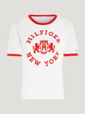 Camiseta Varsity com Logo Flocado