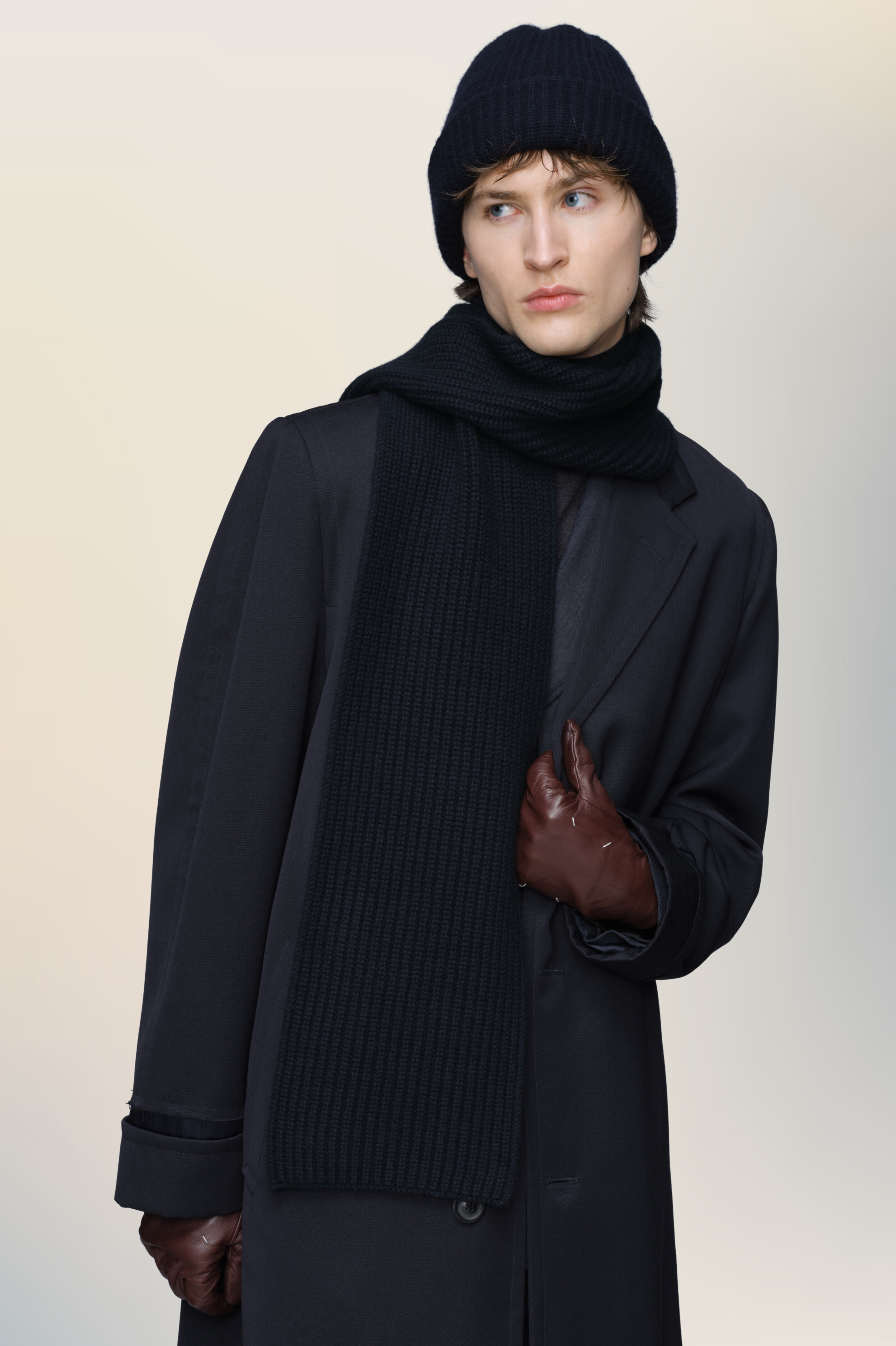 Écharpe en cachemire bleue pour homme Bleu Foncé