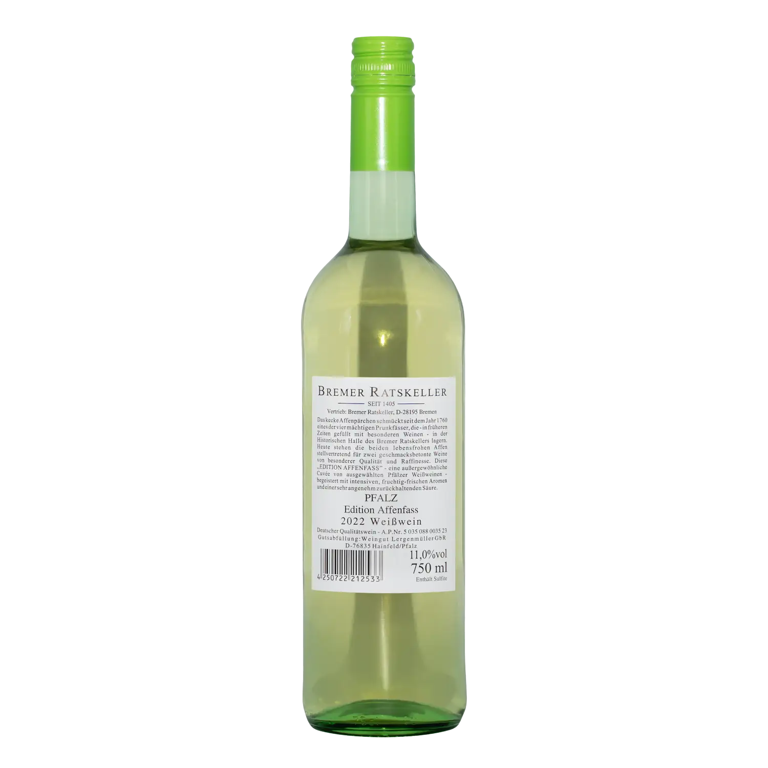 Edition Affenfass Weißwein feinherb, Pfalz 2022