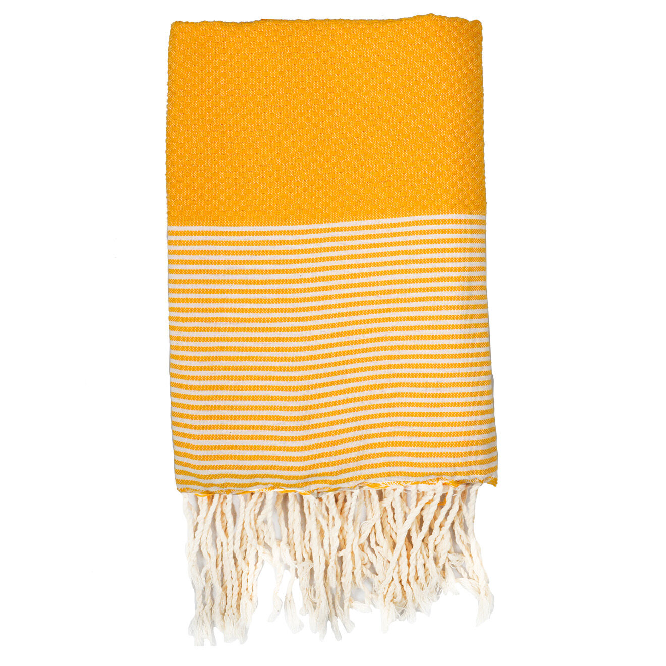 Febronie Fouta Nid d'Abeille Ibiza rayures fines jaune safran - 100x200 cm