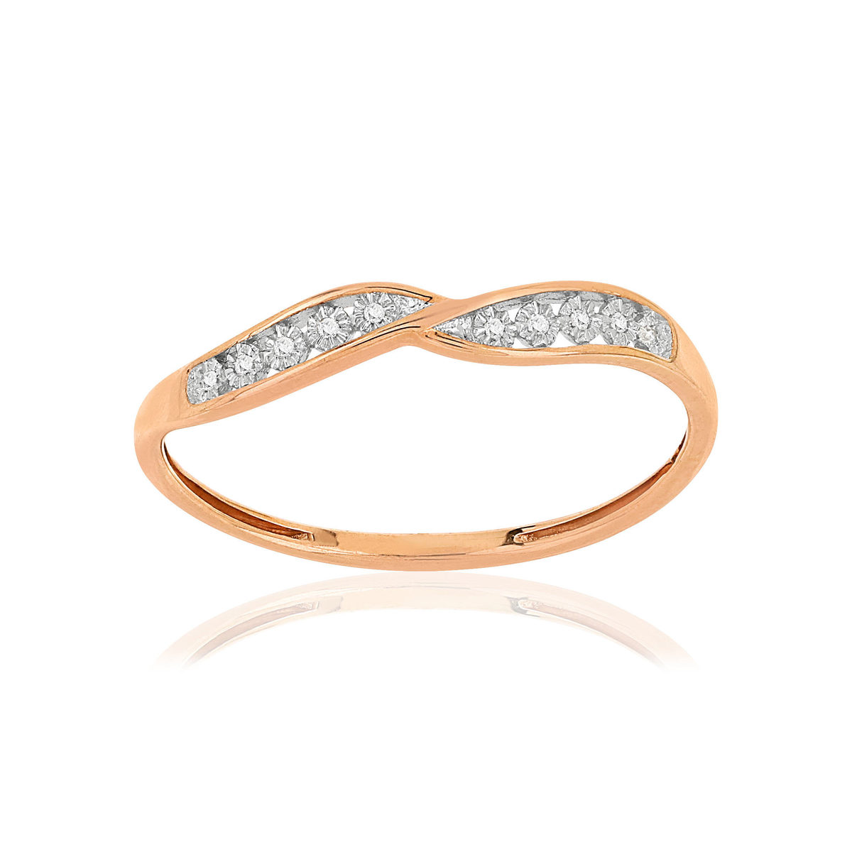 Bague or 375 rose 2 tons diamants