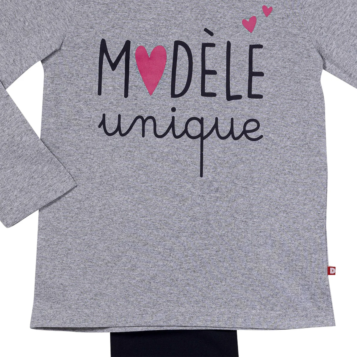 Pyjama fille PREMIUM gris chiné/marine