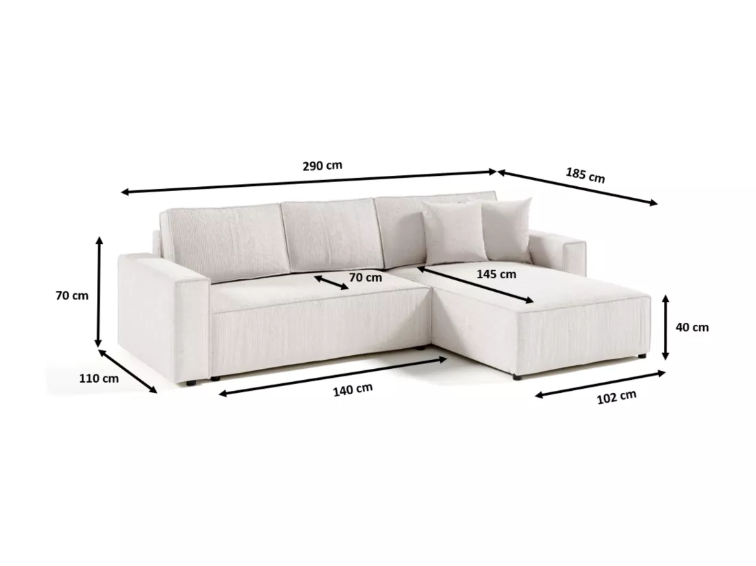 Canapé d'angle convertible MILLE L Creme