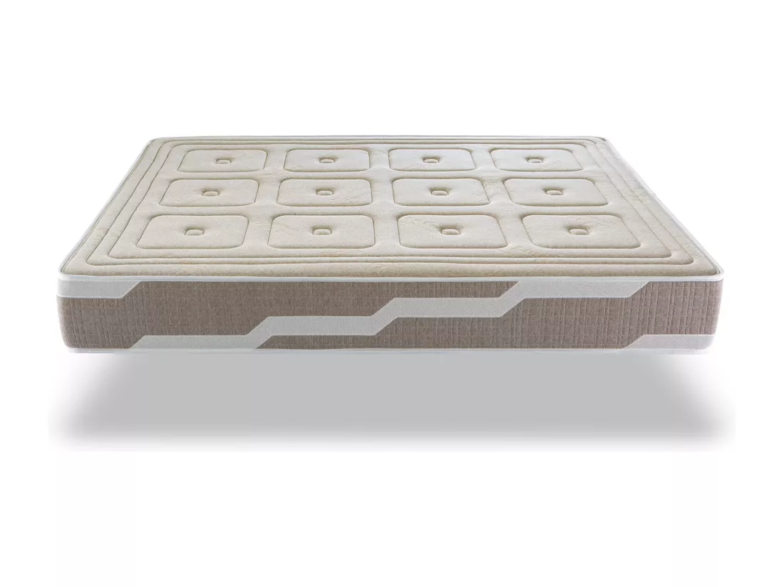 Matelas naturel ressorts ensaches 90X190 ORGANIC NATURA, Épaisseur 27 CM, 100% Coton et lin