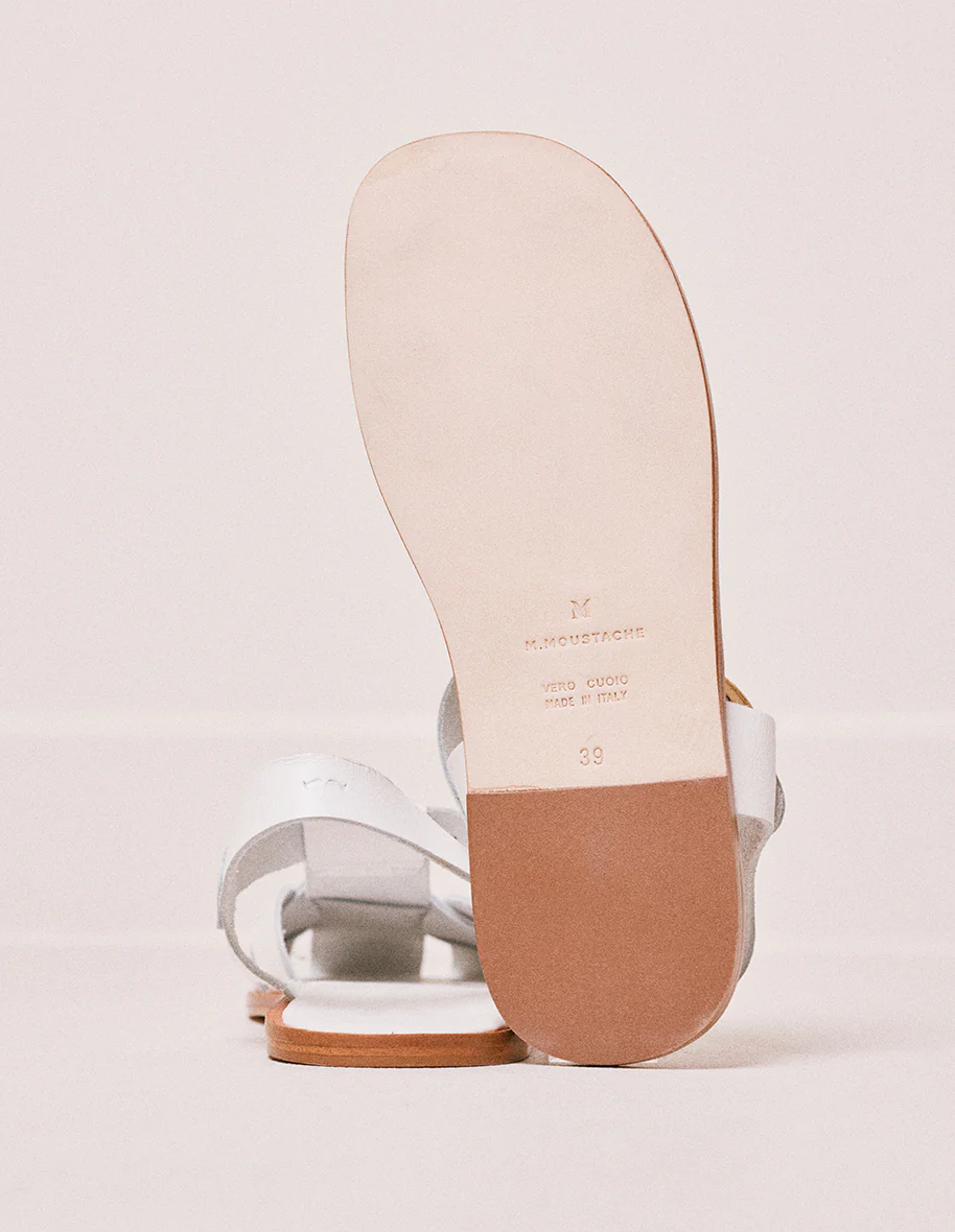 Sandales plates Solange - Cuir écru