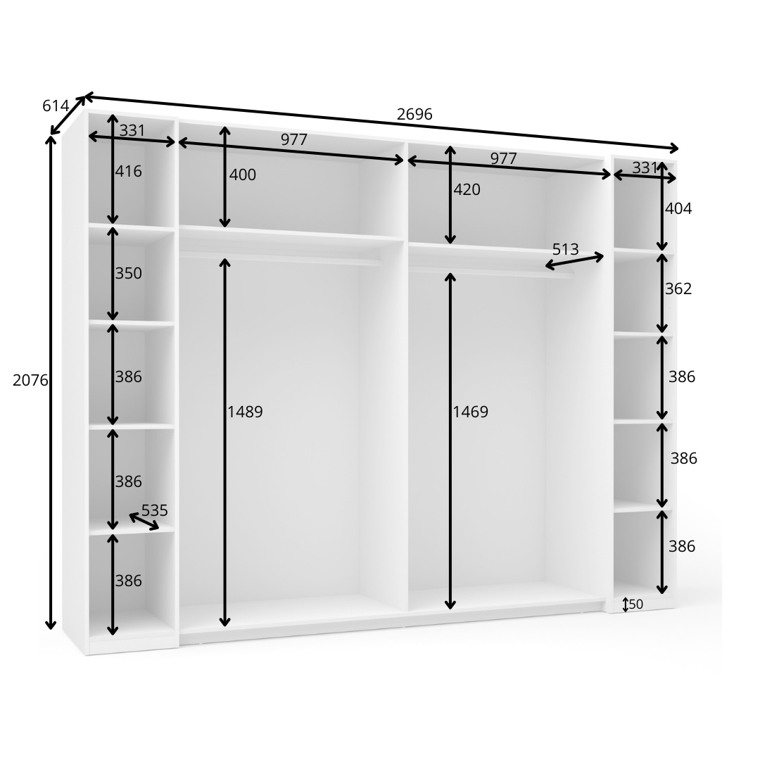 Home affaire Kleiderschrank »Antioch, FSC-zertifiziert, mit Dreh-UND Schiebetüren« B/T/H 270/61,4/207cm, inklusive Einlegeböden und Kleiderstangen,  mit oder ohne Spiegel und Schubladen - YOUR Choice