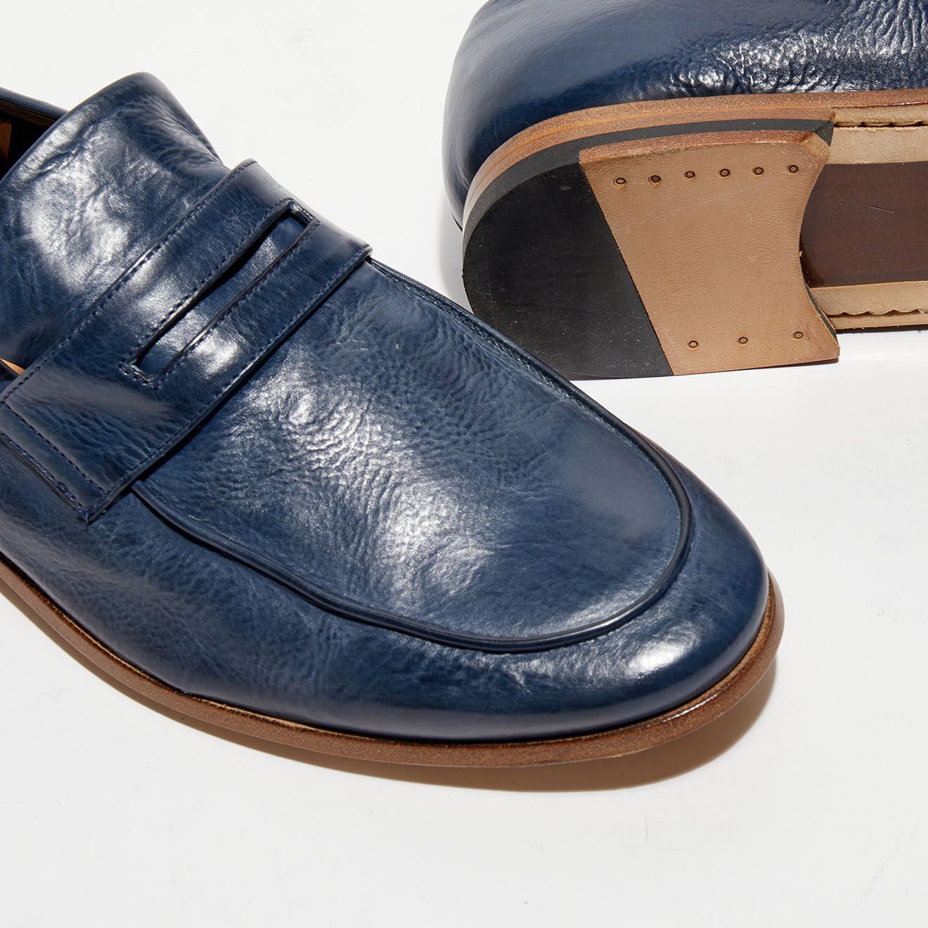 Sturlini Mocassins en Cuir Brenta Carver bleu marine