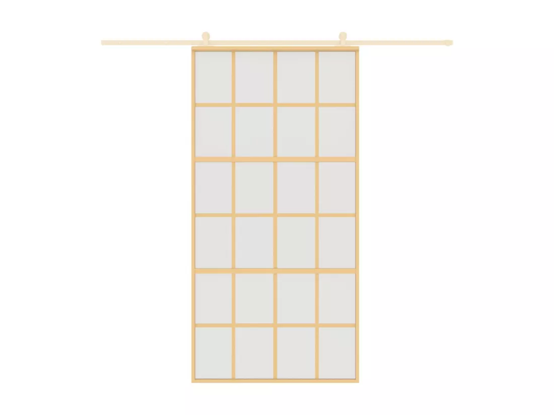 Porte coulissante doré 102,5x205 cm verre ESG dépoli aluminium