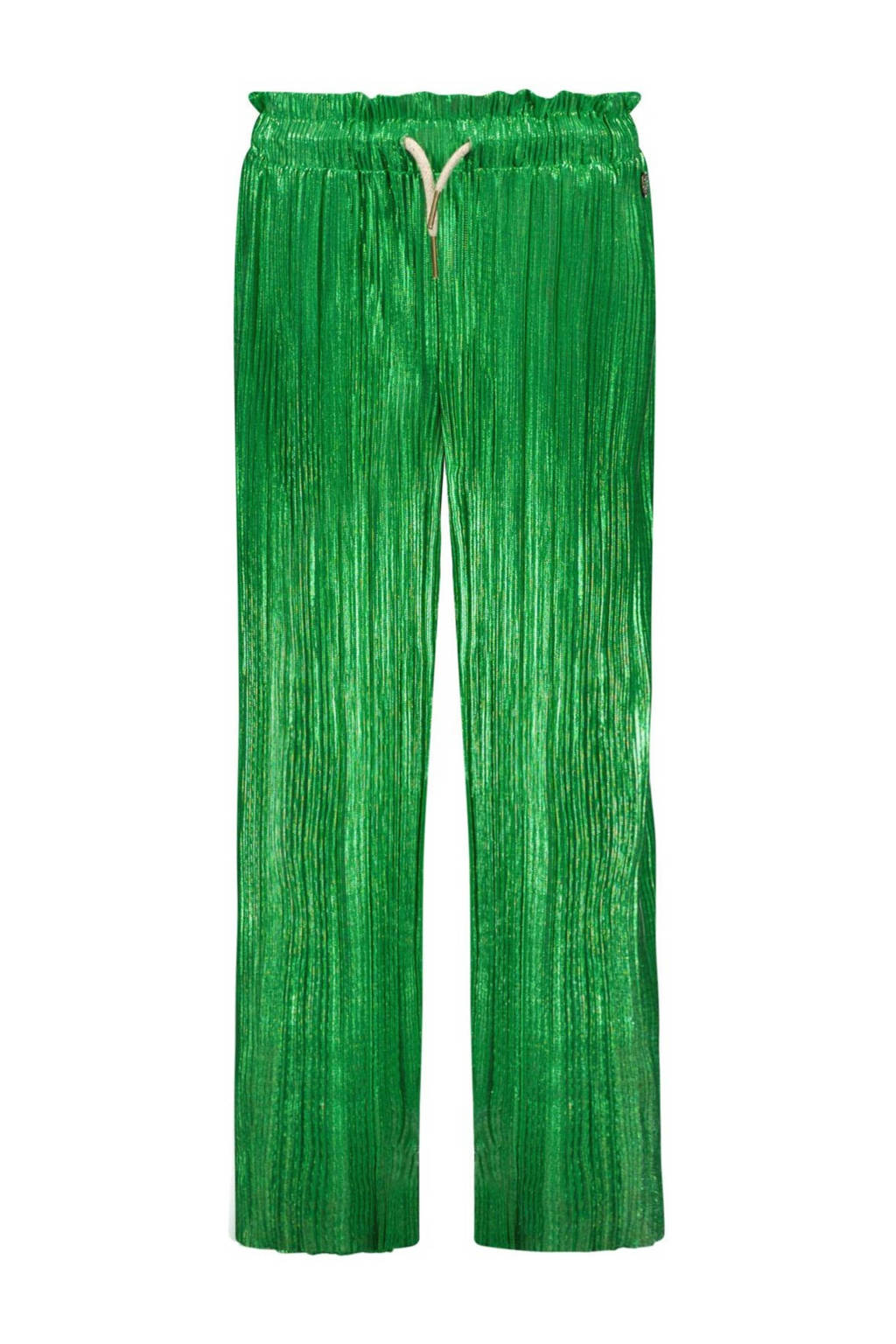 Like Flo metallic straight fit broek felgroen