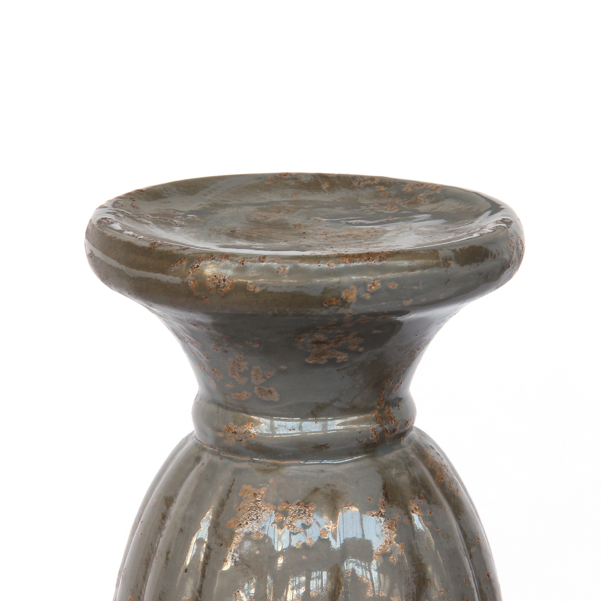 Keramik-Kerzenhalter, grau, natur, Ø 13 cm, H 39 cm von fischer's lagerhaus