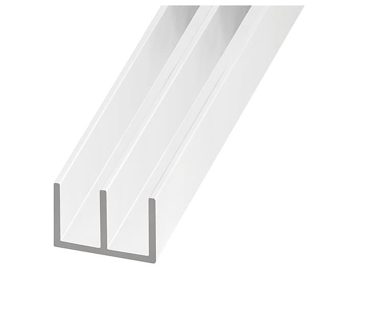 Double U en aluminium blanc 10,5 x 7,5 x 21 mm, 2 m