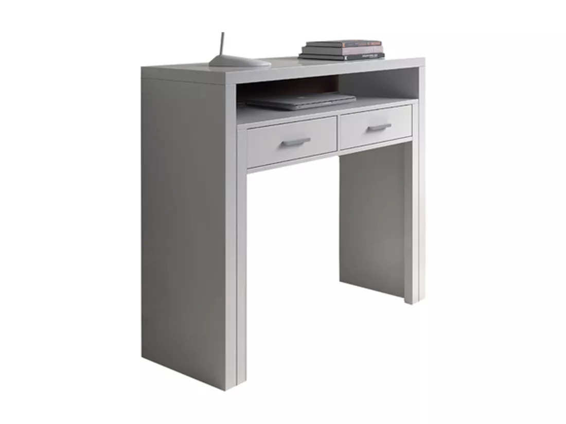 Console en mélamine coloris blanc brillant - Dim : 98 x 87 x 36 cm