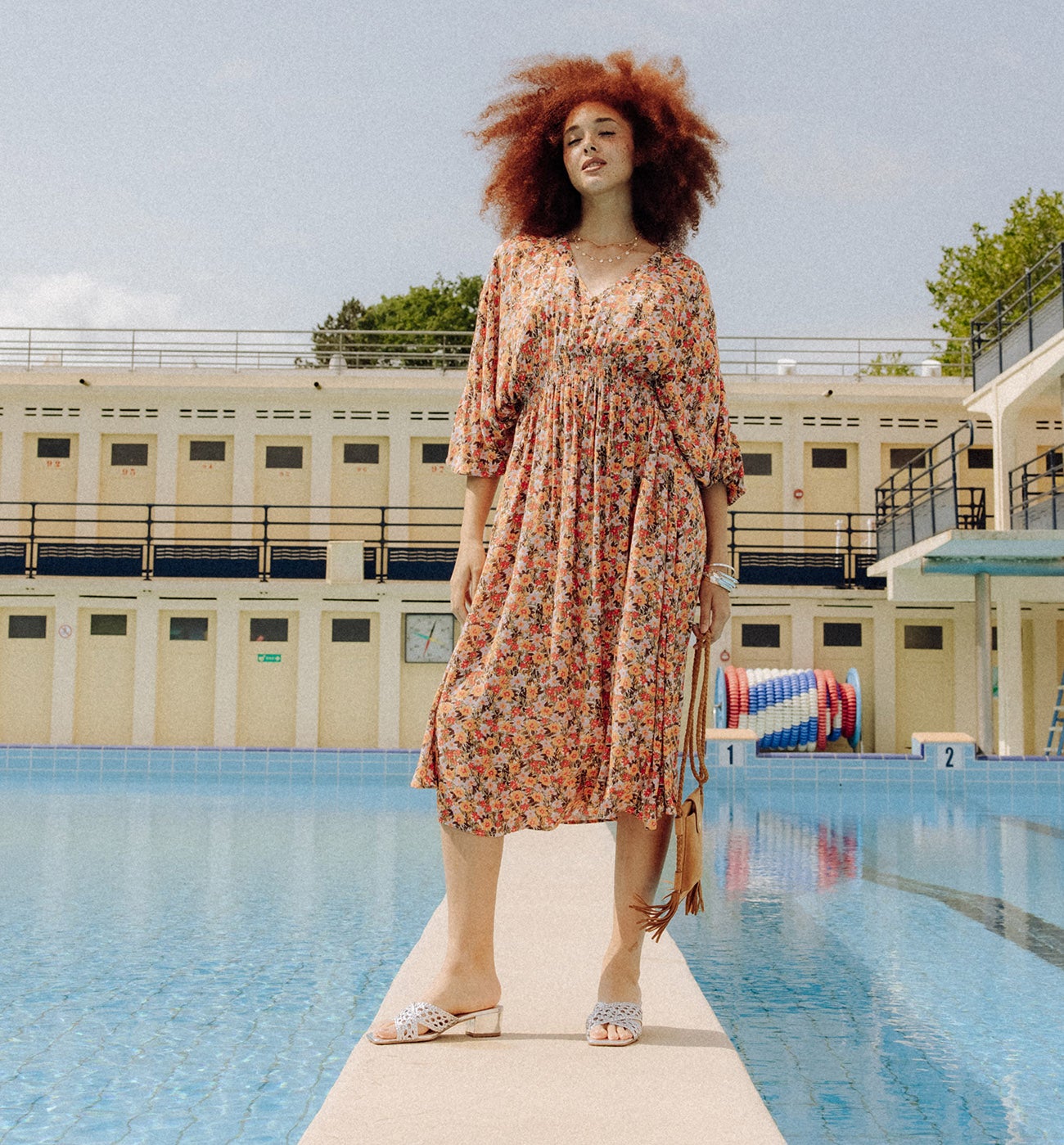 Robe à manches ballon Femme - Imprimé multicolore