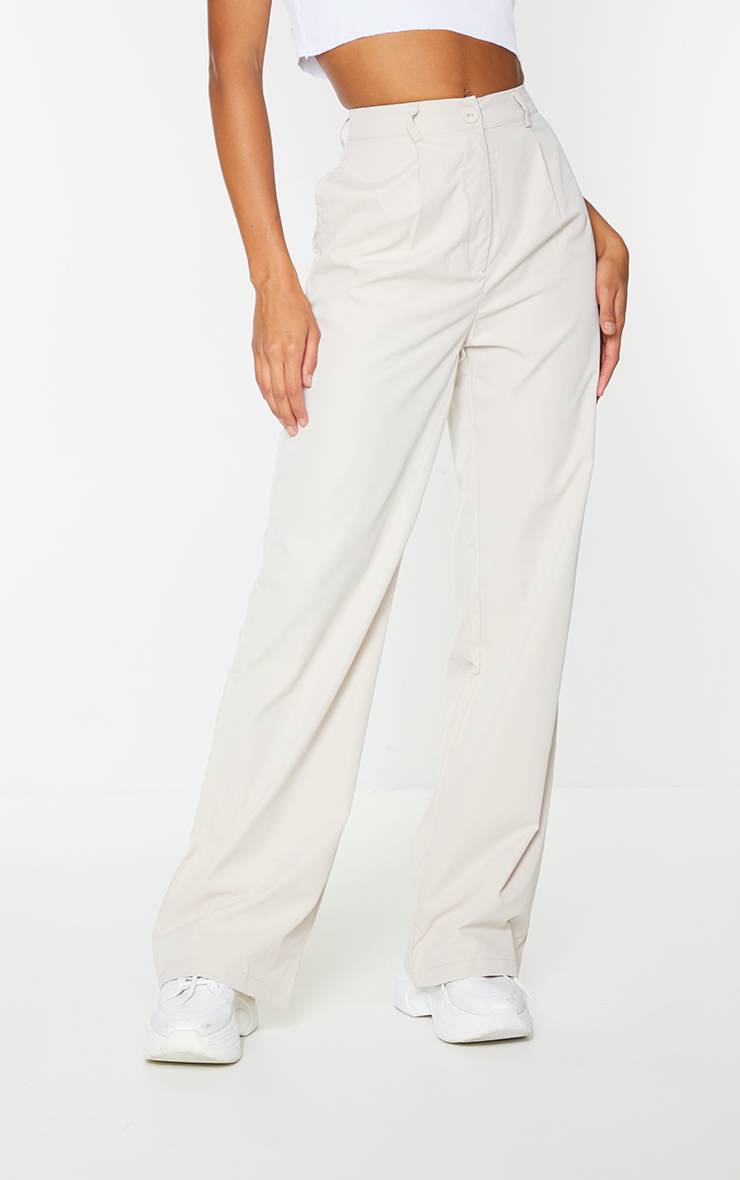 Gris Pierre Pantalon Droit En Peau De Pêche