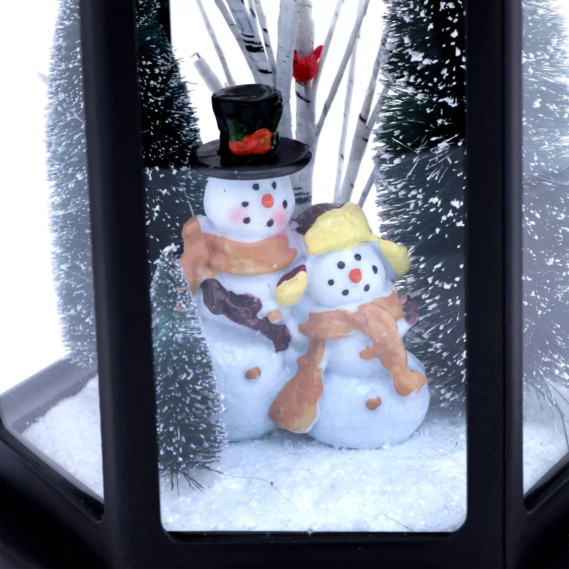 Lanterne de Noël lumineuse à piles (H43 cm) Bonhomme de neige Blanc chaud