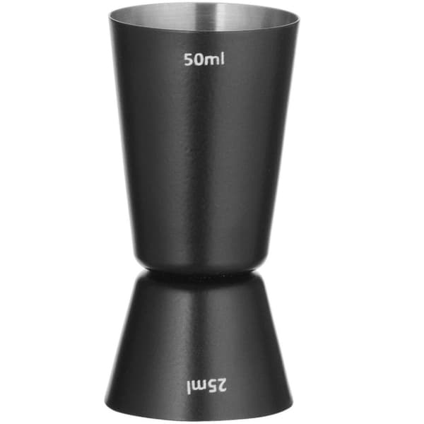 Dobbeltsidig bartendermålebeger for drinker, cocktailer, 25 ml, 50 ml - svart